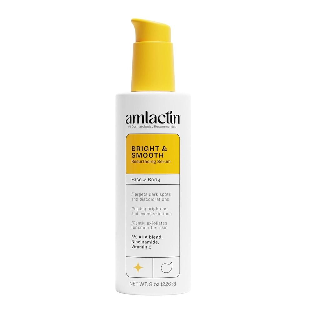AmLactin Bright & Smooth Resurfacing Serum Face & Body 8 oz Lactic Acid White